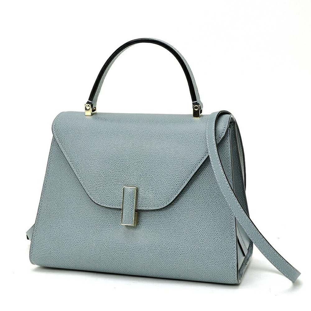 Valextra Medium Iside Shoulder Bag, Soft Calfskin, Powder Blue (Blue-Gray)
